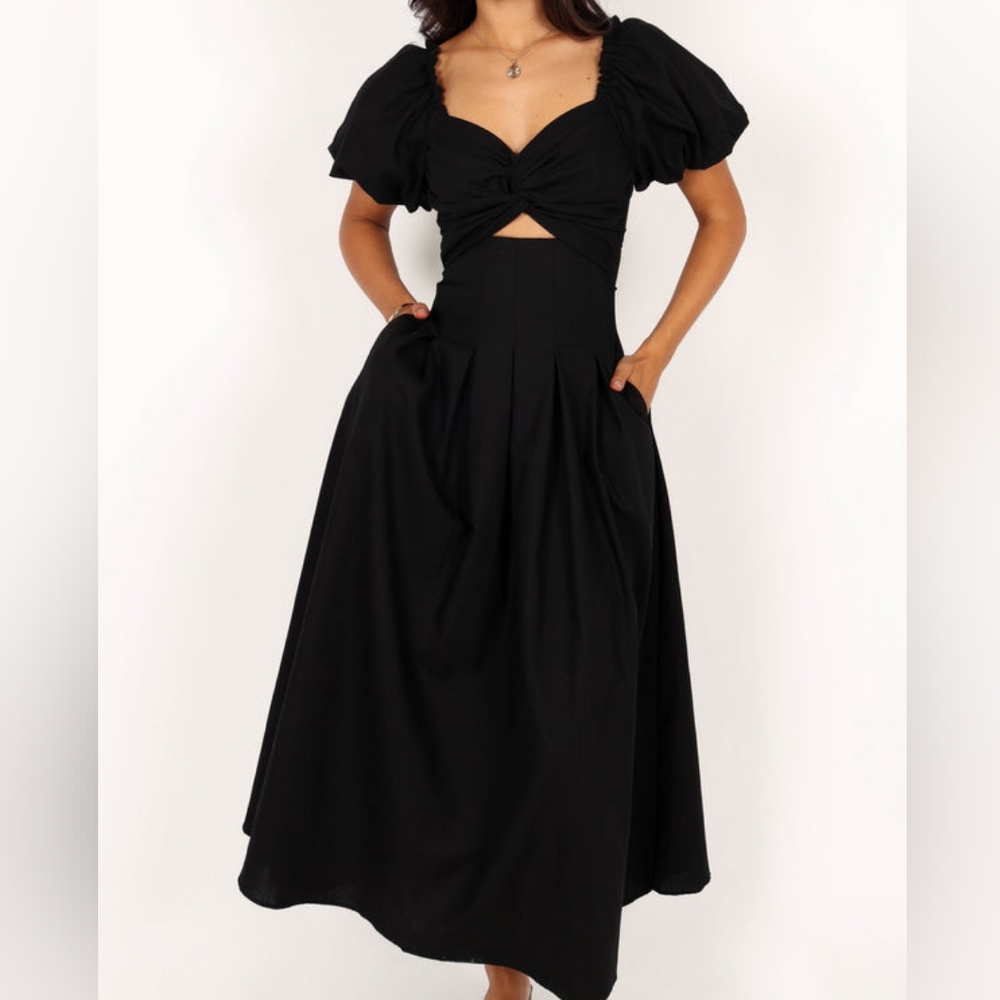 Petal And Pup Maria Puff Sleeve Midi Dress Small S, XS